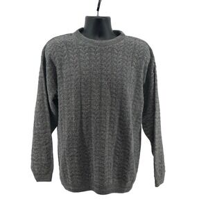 Cricketeer Sweater Mens M Gray Basketweave Knit Pullover Crewneck Long Sleeve